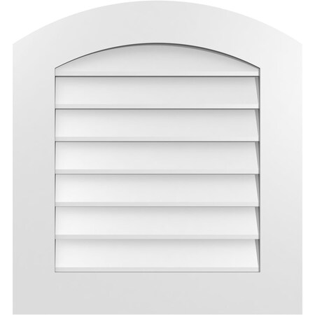 Ekena Millwork Arch Top Surface Mount PVC Gable Vent: Functional, w/ 3-1/2"W x 1"P Standard Frame, 24"W x 26"H GVPAR24X2601SF